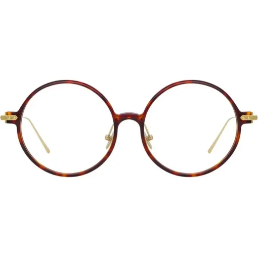 Linda Farrow - Linear Savoye Round Optical Glasses in Tortoiseshell - LF09C3OPT - Eyewear - Avvenice