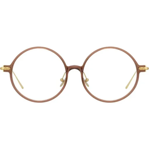 Linda Farrow - Linear Savoye A Round Optical Glasses in Tobacco - LF09AC8OPT - Eyewear - Avvenice^ Sunglasses