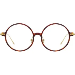 Linda Farrow - Linear Savoye A Round Optical Glasses in Tortoiseshell - LF09AC3OPT - Eyewear - Avvenice^ Sunglasses