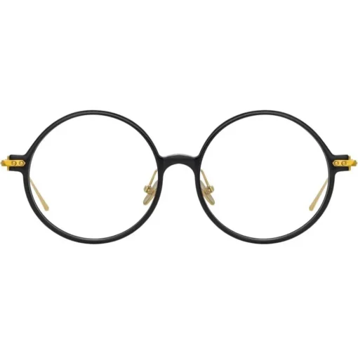 Linda Farrow - Linear Savoye A Round Optical Glasses in Black - LF09AC1OPT - Eyewear - Avvenice