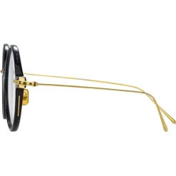 Linda Farrow - Linear Savoye A Round Optical Glasses in Black - LF09AC1OPT - Eyewear - Avvenice