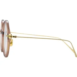 Linda Farrow - Linear Savoye A Round Optical Glasses in Tobacco - LF09AC8OPT - Eyewear - Avvenice^ Sunglasses