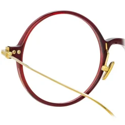 Linda Farrow - Linear Savoye A Round Optical Glasses in Burgundy - LF09AC4OPT - Eyewear - Avvenice