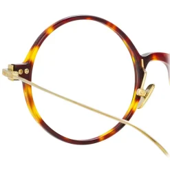Linda Farrow - Linear Savoye Round Optical Glasses in Tortoiseshell - LF09C3OPT - Eyewear - Avvenice