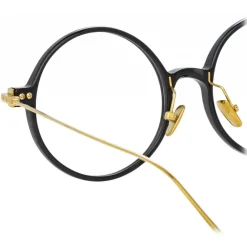 Linda Farrow - Linear Savoye A Round Optical Glasses in Black - LF09AC1OPT - Eyewear - Avvenice