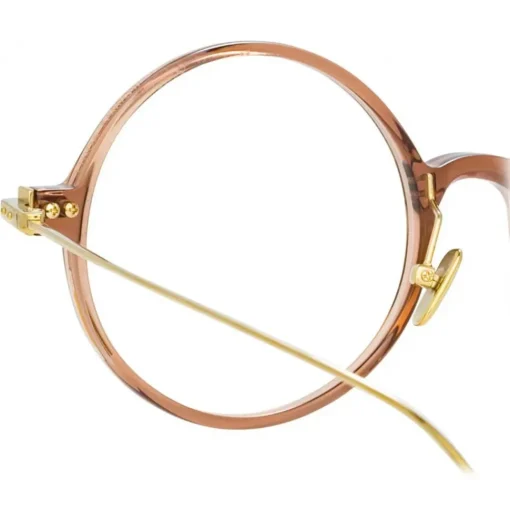 Linda Farrow - Linear Savoye A Round Optical Glasses in Tobacco - LF09AC8OPT - Eyewear - Avvenice^ Sunglasses