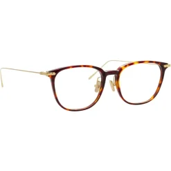 Linda Farrow - Linear Wright A Rectangular Optical Glasses in Tortoiseshell - LF07AC3OPT - Eyewear - Avvenice