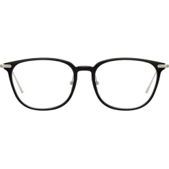 Linda Farrow - Linear Wright A Rectangular Optical Glasses in Black - LF07AC2OPT - Eyewear - Avvenice^ Sunglasses