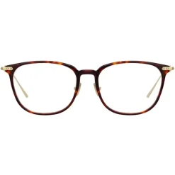 Linda Farrow - Linear Wright A Rectangular Optical Glasses in Tortoiseshell - LF07AC3OPT - Eyewear - Avvenice