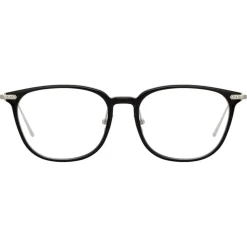Linda Farrow - Linear Wright Rectangular Optical Glasses in Black - LF07C2OPT - Eyewear - Avvenice^ Sunglasses