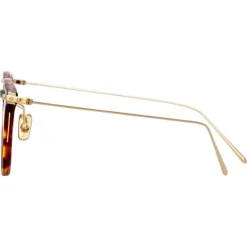 Linda Farrow - Linear Wright A Rectangular Optical Glasses in Tortoiseshell - LF07AC3OPT - Eyewear - Avvenice