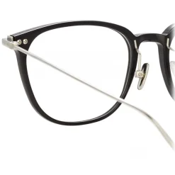Linda Farrow - Linear Wright A Rectangular Optical Glasses in Black - LF07AC2OPT - Eyewear - Avvenice^ Sunglasses