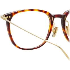 Linda Farrow - Linear Wright A Rectangular Optical Glasses in Tortoiseshell - LF07AC3OPT - Eyewear - Avvenice