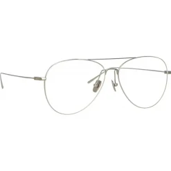 Linda Farrow - Lloyds A Aviator Optical Glasses in White Gold - LF31AC6OPT - Eyewear - Avvenice