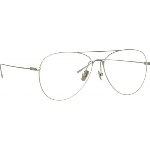 Linda Farrow - Lloyds A Aviator Optical Glasses in White Gold - LF31AC6OPT - Eyewear - Avvenice