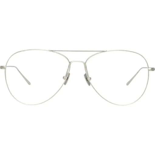 Linda Farrow - Lloyds A Aviator Optical Glasses in White Gold - LF31AC6OPT - Eyewear - Avvenice