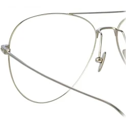 Linda Farrow - Lloyds A Aviator Optical Glasses in White Gold - LF31AC6OPT - Eyewear - Avvenice