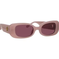 Linda Farrow - Lola Rectangular Sunglasses in Lilac - LFL1117C13SUN - Eyewear - Avvenice