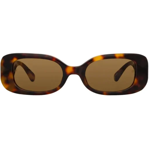 Linda Farrow - Lola Rectangular Sunglasses in Tortoiseshell - LFL1117C2SUN - Eyewear - Avvenice