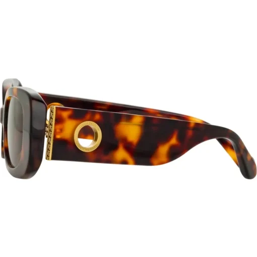 Linda Farrow - Lola Rectangular Sunglasses in Tortoiseshell - LFL1117C2SUN - Eyewear - Avvenice