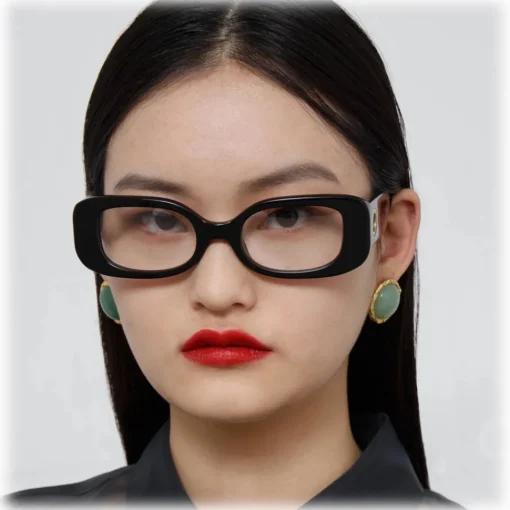 Linda Farrow - Lola Rectangular Optical Glasses in Black - LFL1117C4OPT - Eyewear - Avvenice