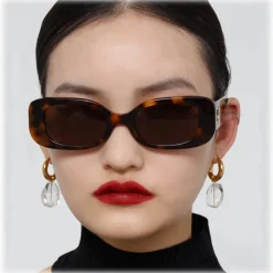 Linda Farrow - Lola Rectangular Sunglasses in Tortoiseshell - LFL1117C2SUN - Eyewear - Avvenice