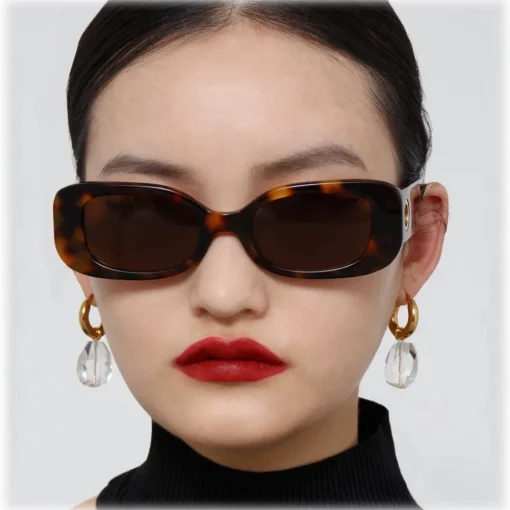 Linda Farrow - Lola Rectangular Sunglasses in Tortoiseshell - LFL1117C2SUN - Eyewear - Avvenice