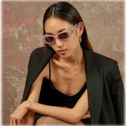 Linda Farrow - Lola Rectangular Sunglasses in Lilac - LFL1117C13SUN - Eyewear - Avvenice