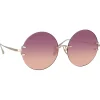 Linda Farrow - Lotus Round Sunglasses in Light Gold - LFL1315C3SUN - Eyewear - Avvenice