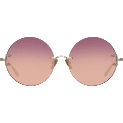 Linda Farrow - Lotus Round Sunglasses in Light Gold - LFL1315C3SUN - Eyewear - Avvenice