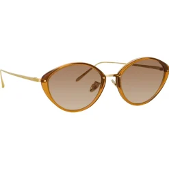 Linda Farrow - Lucy Cat Eye Sunglasses in Tobacco - LFL1086C3SUN - Eyewear - Avvenice