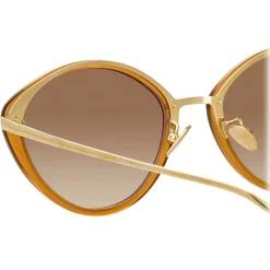 Linda Farrow - Lucy Cat Eye Sunglasses in Tobacco - LFL1086C3SUN - Eyewear - Avvenice