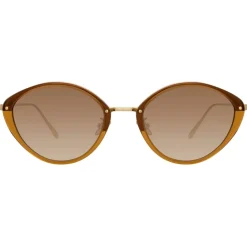 Linda Farrow - Lucy Cat Eye Sunglasses in Tobacco - LFL1086C3SUN - Eyewear - Avvenice