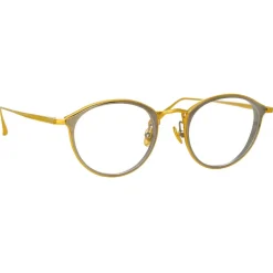 Linda Farrow - Luis Oval Optical Glasses in Yellow Gold White Gold - LFL1224C4OPT - Eyewear - Avvenice^ Sunglasses