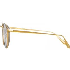 Linda Farrow - Luis Oval Optical Glasses in Yellow Gold White Gold - LFL1224C4OPT - Eyewear - Avvenice^ Sunglasses