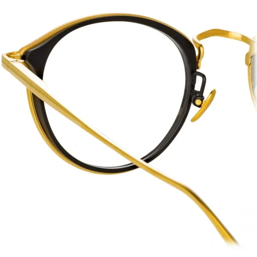 Linda Farrow - Luis Oval Optical Glasses in Yellow Gold Black - LFL1224C1OPT - Eyewear - Avvenice