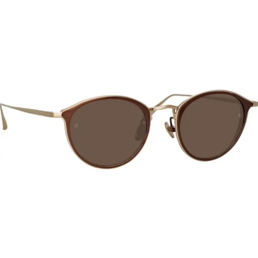 Linda Farrow - Luis Oval Sunglasses in Light Gold Brown - LFL1224C6SUN - Eyewear - Avvenice