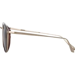 Linda Farrow - Luis Oval Sunglasses in Light Gold Brown - LFL1224C6SUN - Eyewear - Avvenice