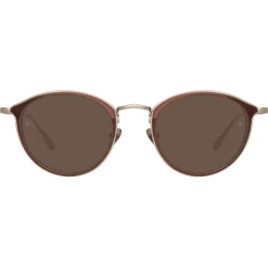 Linda Farrow - Luis Oval Sunglasses in Light Gold Brown - LFL1224C6SUN - Eyewear - Avvenice