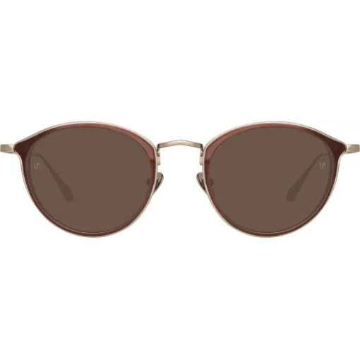 Linda Farrow - Luis Oval Sunglasses in Light Gold Brown - LFL1224C6SUN - Eyewear - Avvenice