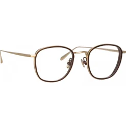 Linda Farrow - Maco Squared Optical Glasses in Light Gold - LFL1220C3OPT - Eyewear - Avvenice