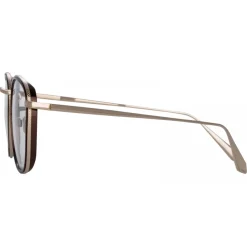 Linda Farrow - Maco Squared Optical Glasses in Light Gold - LFL1220C3OPT - Eyewear - Avvenice
