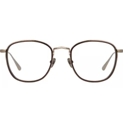 Linda Farrow - Maco Squared Optical Glasses in Light Gold - LFL1220C3OPT - Eyewear - Avvenice