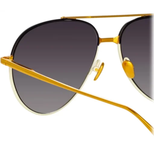Linda Farrow - Marcelo Aviator Sunglasses in Black Cream - LFL1421C3SUN - Eyewear - Avvenice