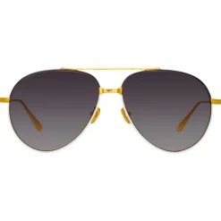 Linda Farrow - Marcelo Aviator Sunglasses in Black Cream - LFL1421C3SUN - Eyewear - Avvenice