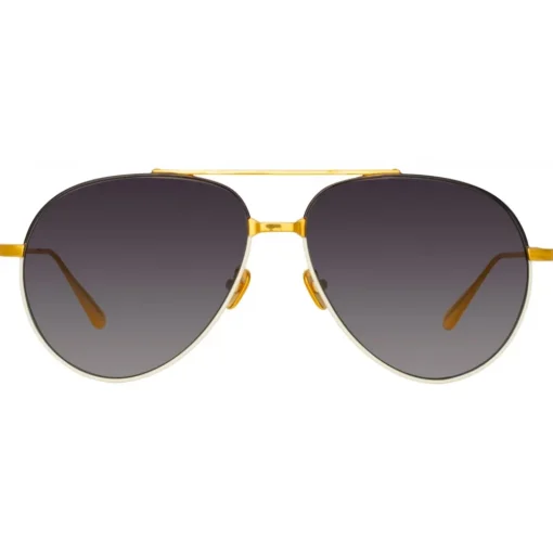 Linda Farrow - Marcelo Aviator Sunglasses in Black Cream - LFL1421C3SUN - Eyewear - Avvenice