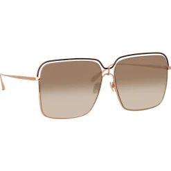 Linda Farrow - Marcia Square Sunglasses in Rose Gold - LFL1310C1SUN - Eyewear - Avvenice