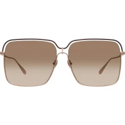 Linda Farrow - Marcia Square Sunglasses in Rose Gold - LFL1310C1SUN - Eyewear - Avvenice