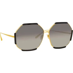 Linda Farrow - Margot Hexagon Sunglasses in Black - LFL1308C1SUN - Eyewear - Avvenice^ Sunglasses