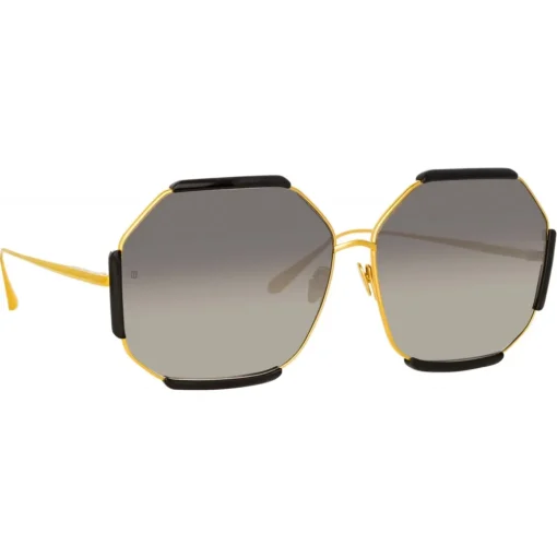 Linda Farrow - Margot Hexagon Sunglasses in Black - LFL1308C1SUN - Eyewear - Avvenice^ Sunglasses
